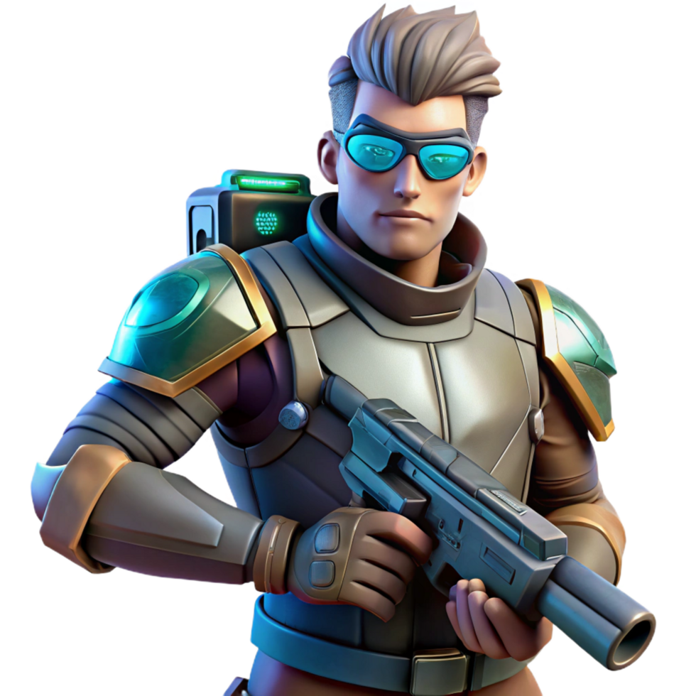 magnificent creative Futuristic Soldier 3D Render premium png
