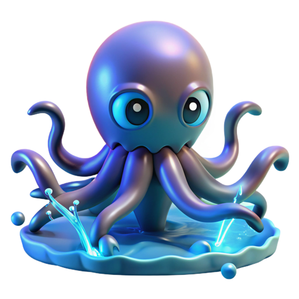 stunning classic Cute 3D Octopus Illustration detailed png