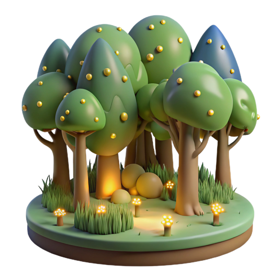 impressive classic Enchanted 3D Forest Illustration professional png