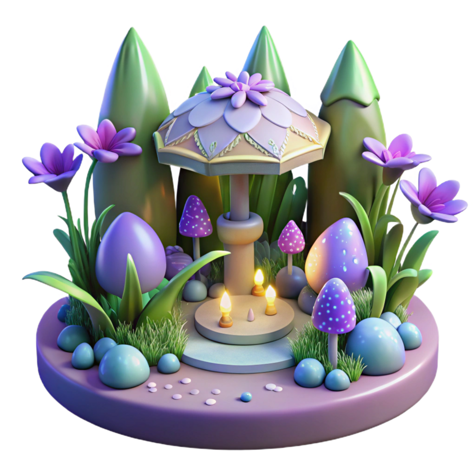 elegant modern Enchanted 3D Garden Illustration professional png