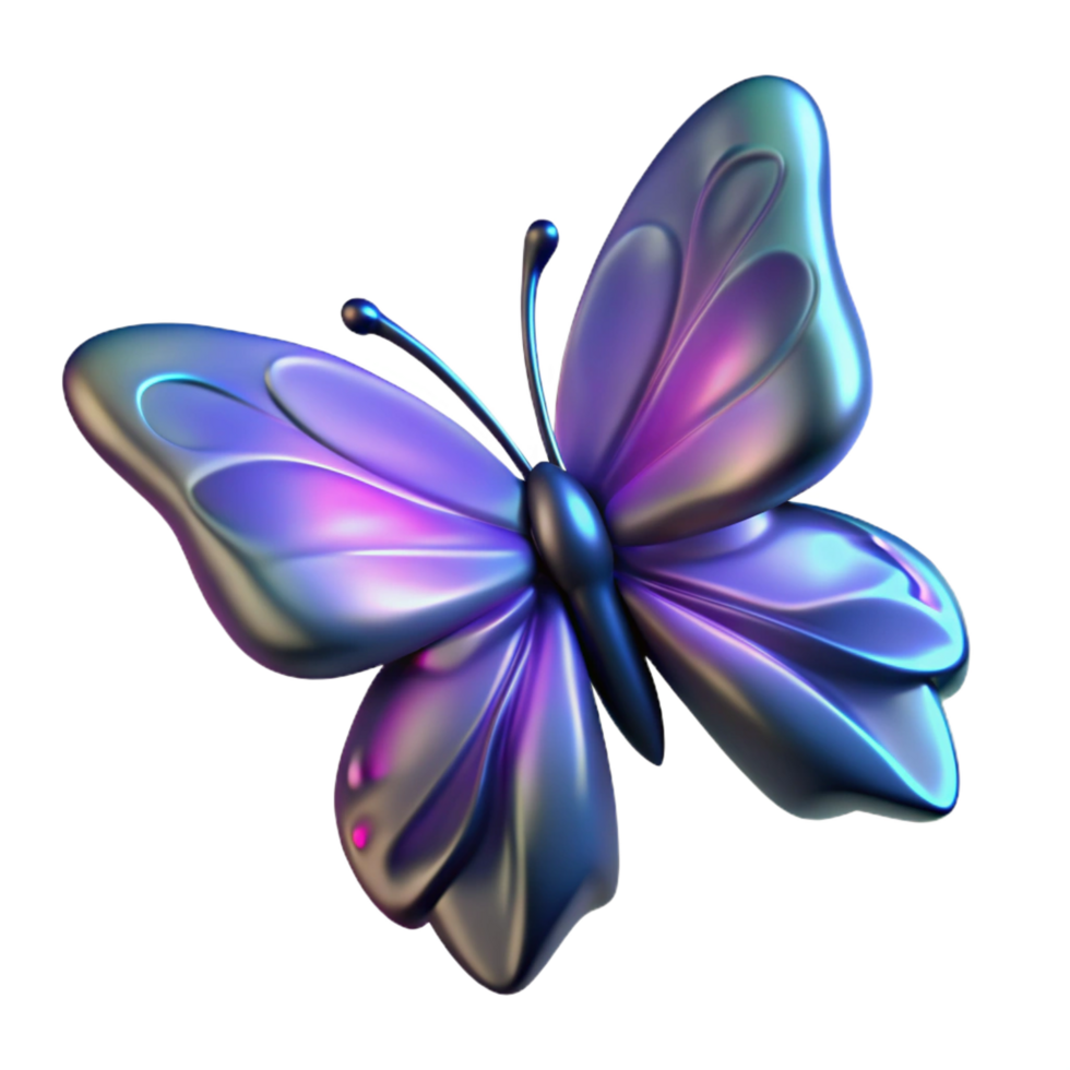wonderful classic Iridescent 3D Butterfly Illustration professional png