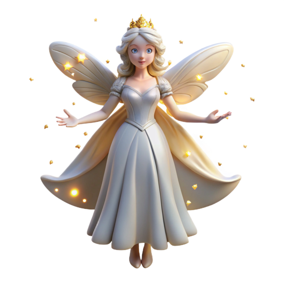 extraordinary vintage 3D Fairy Illustration Magical Princess with Wings detailed png