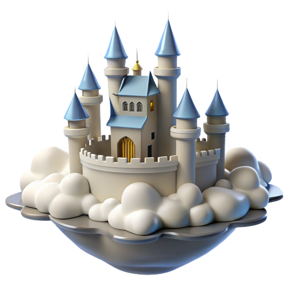 elegant minimalist Fairytale Castle 3D Render authentic png