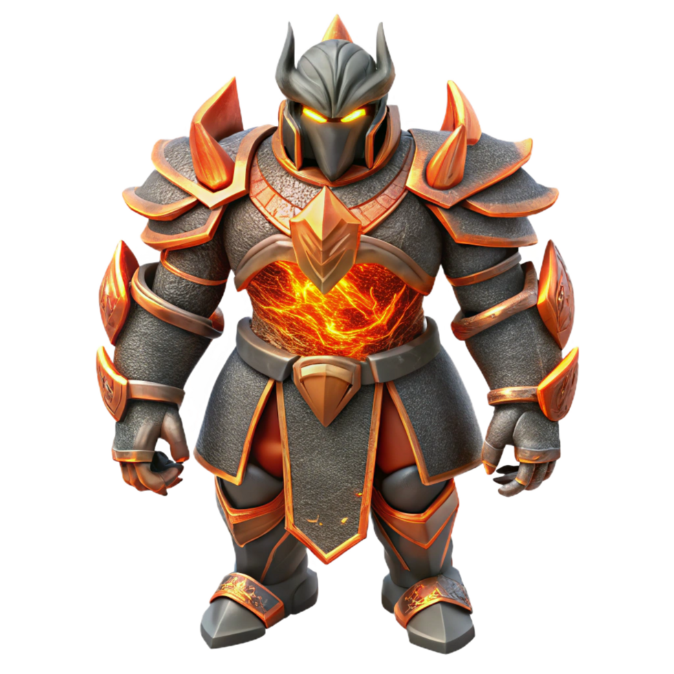 wonderful vintage Fiery Knight 3D Render authentic png