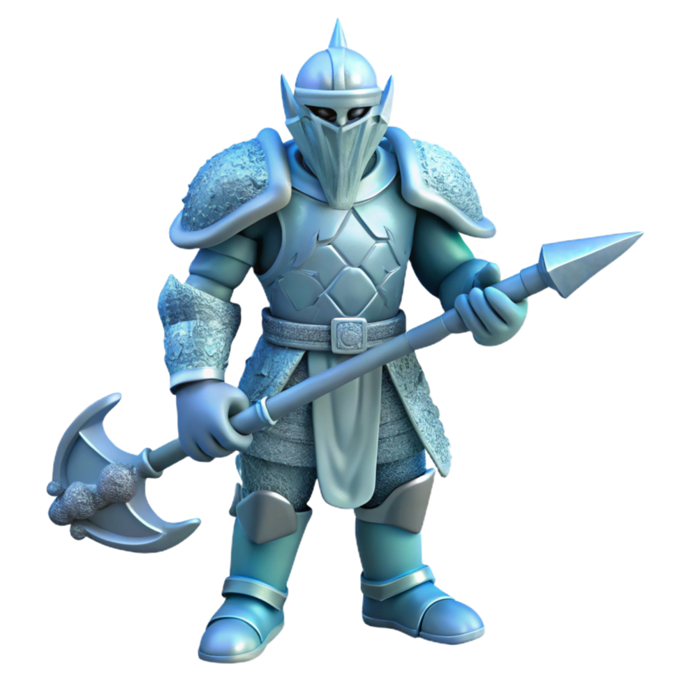 extraordinary rustic Icy Warrior 3D Render high quality png