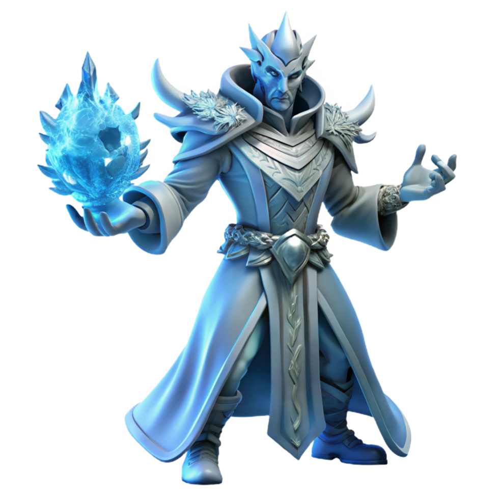 dramatic artistic Ice Mage 3D Render original png