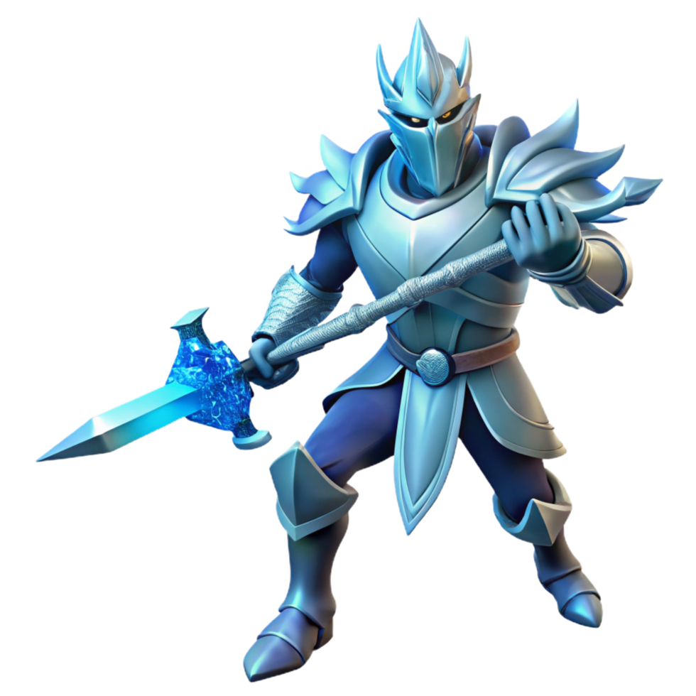 wonderful modern Ice Knight 3D Render exclusive png