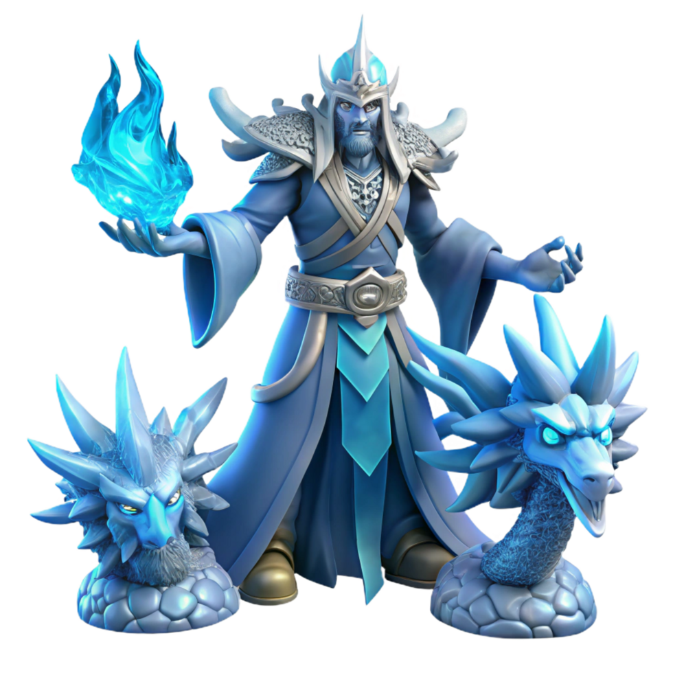 elegant creative Ice Wizard 3D Render genuine png