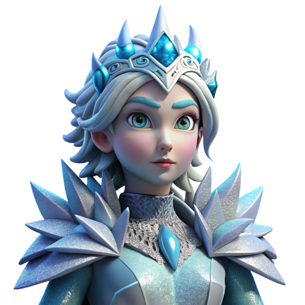extraordinary vintage Ice Queen 3D Render authentic png