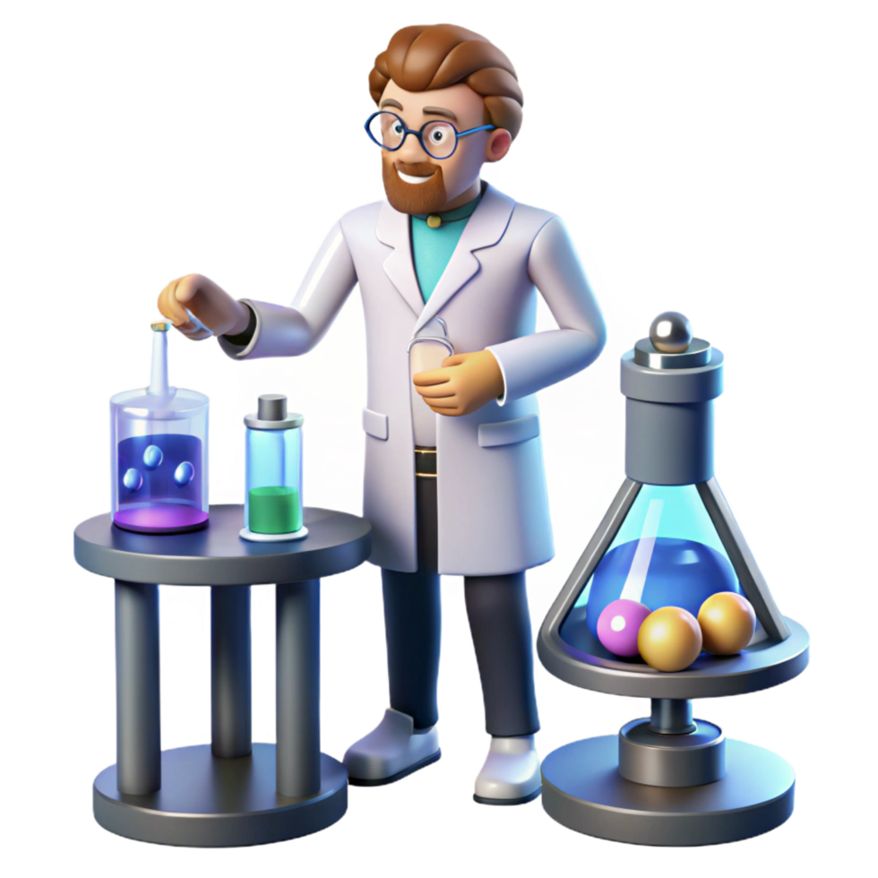 magnificent creative 3D Cartoon Scientist Lab Illustration genuine png