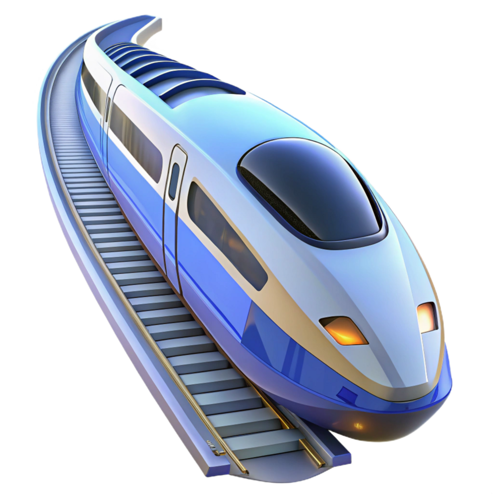 elegant contemporary Futuristic High Speed Train 3D Render high resolution png