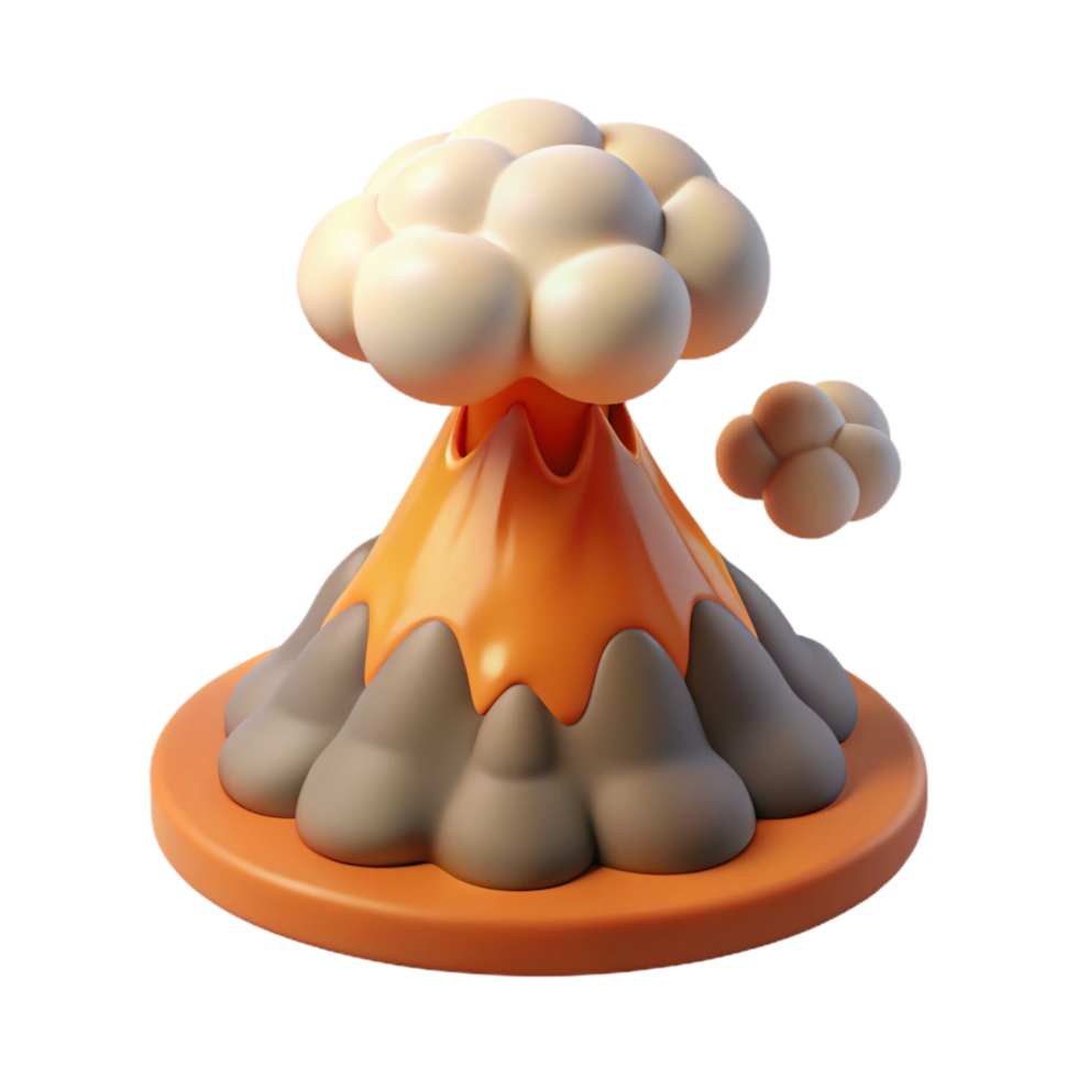 stunning minimalist Cartoon Volcano 3D Render authentic png