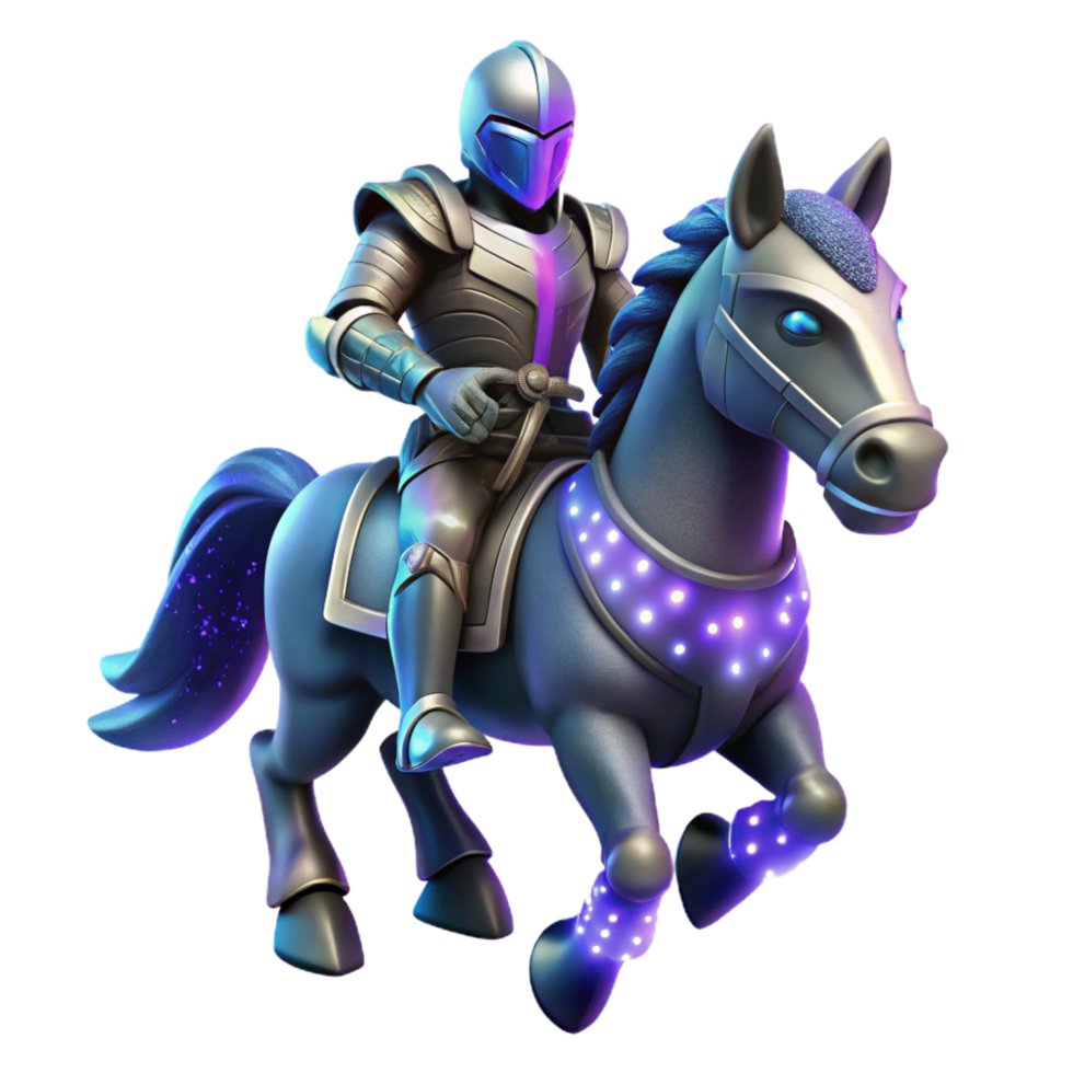 dramatic artistic Knight and Steed 3D Render high resolution png