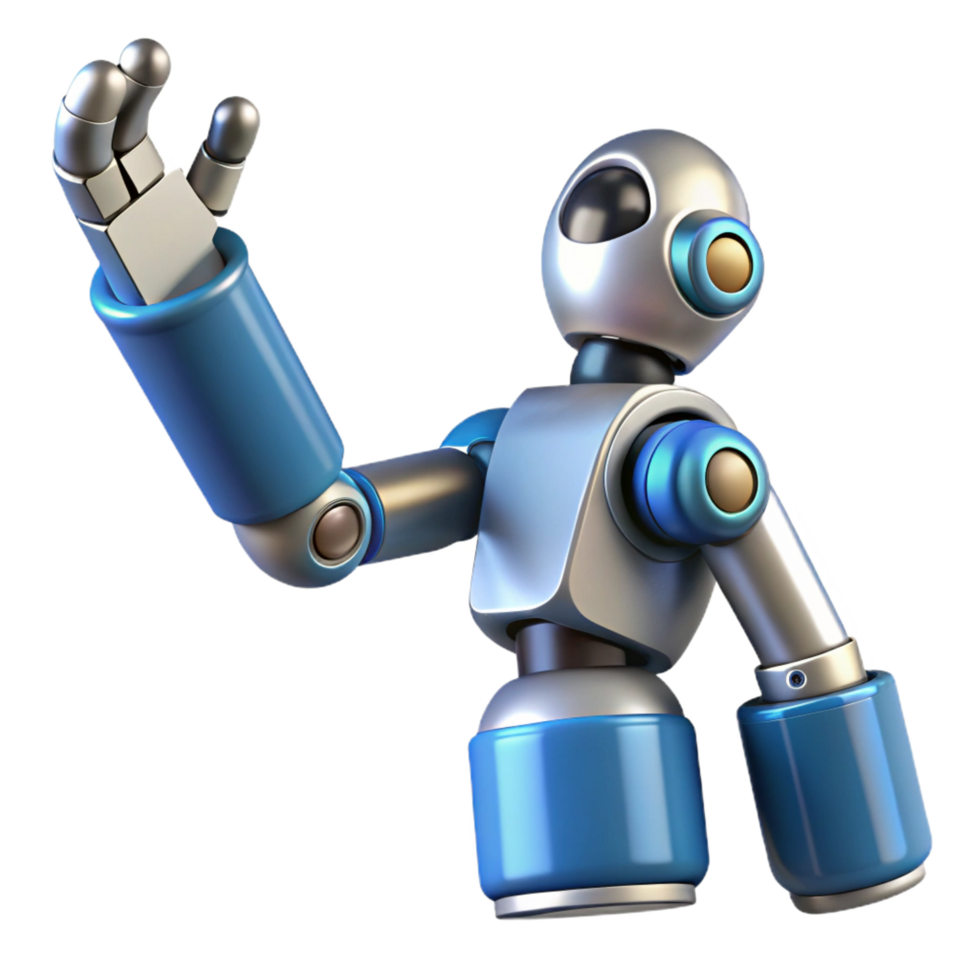 impressive rustic Friendly Robot 3D Illustration high resolution png
