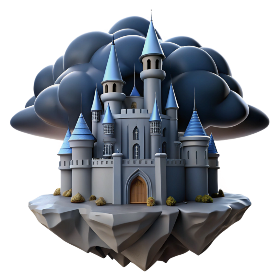 extraordinary vintage Fairytale Castle 3D Render original png