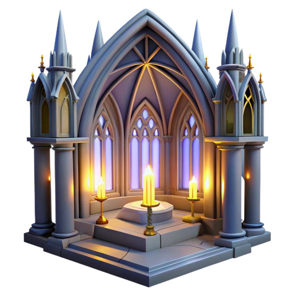 impressive abstract Gothic Chapel 3D Render original png