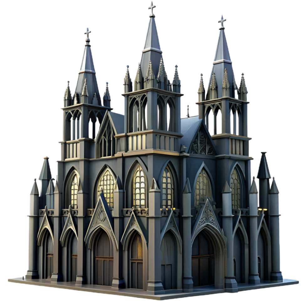 elegant contemporary Gothic Cathedral 3D Model premium png