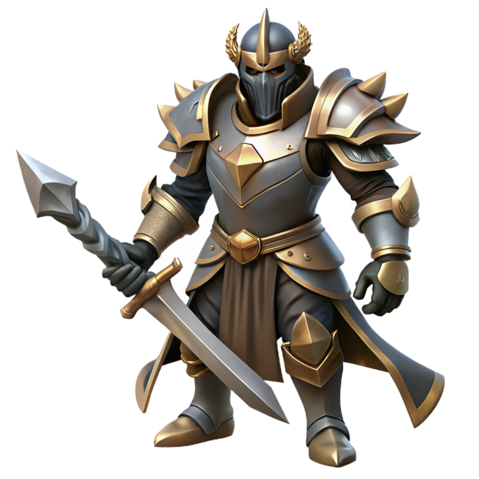 magnificent traditional Fantasy Knight 3D Render detailed png