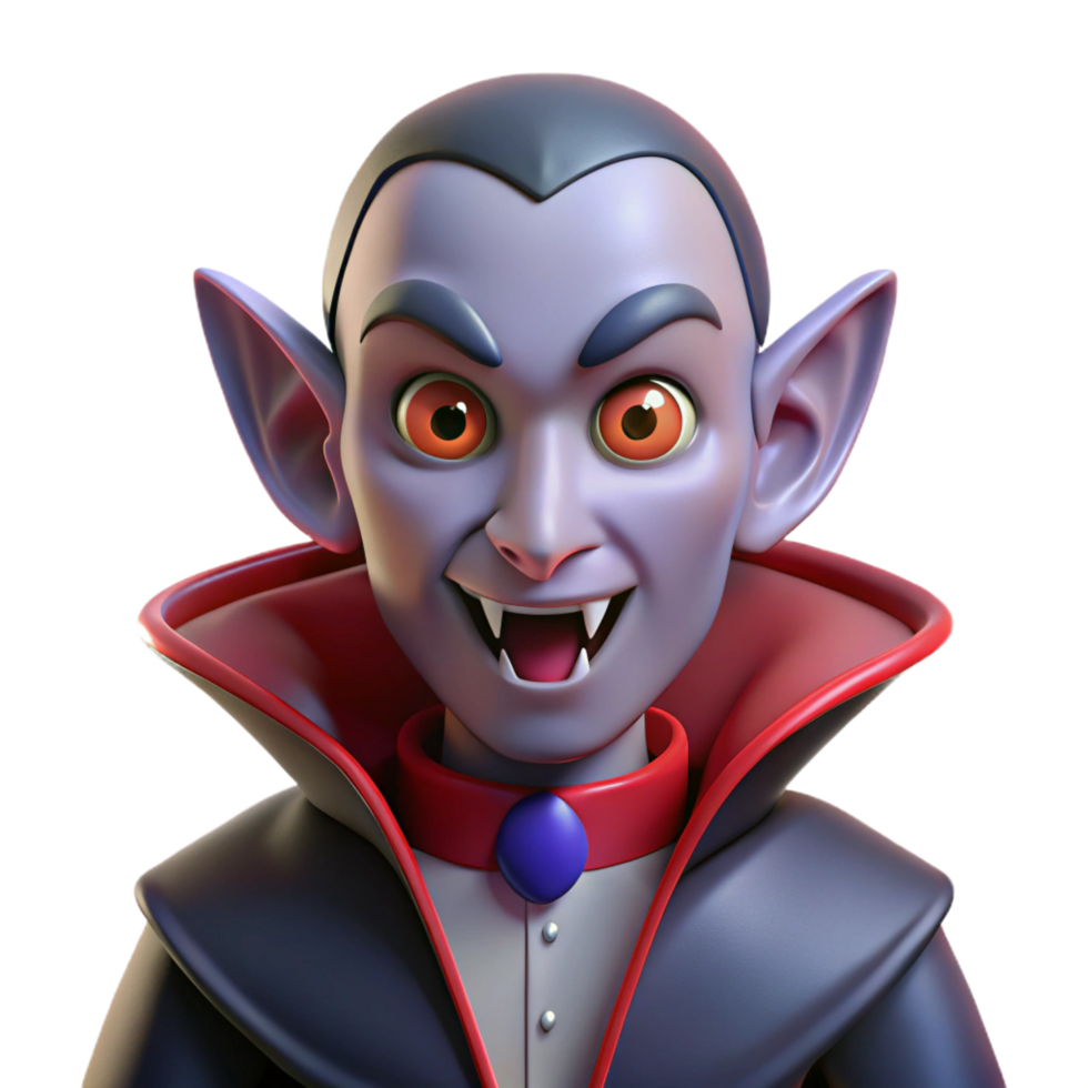 dramatic minimalist Cute Cartoon Vampire 3D Render genuine png