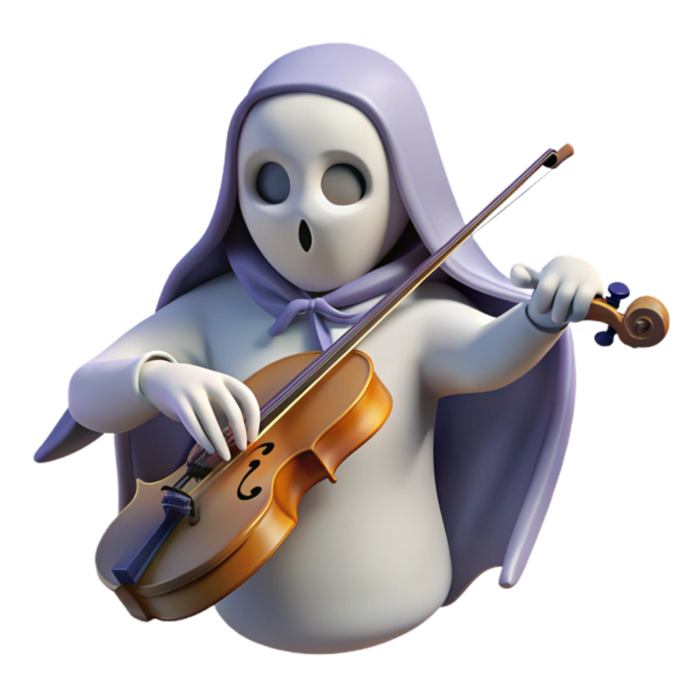 stunning rustic 3D Ghost Playing Violin Illustration exclusive png