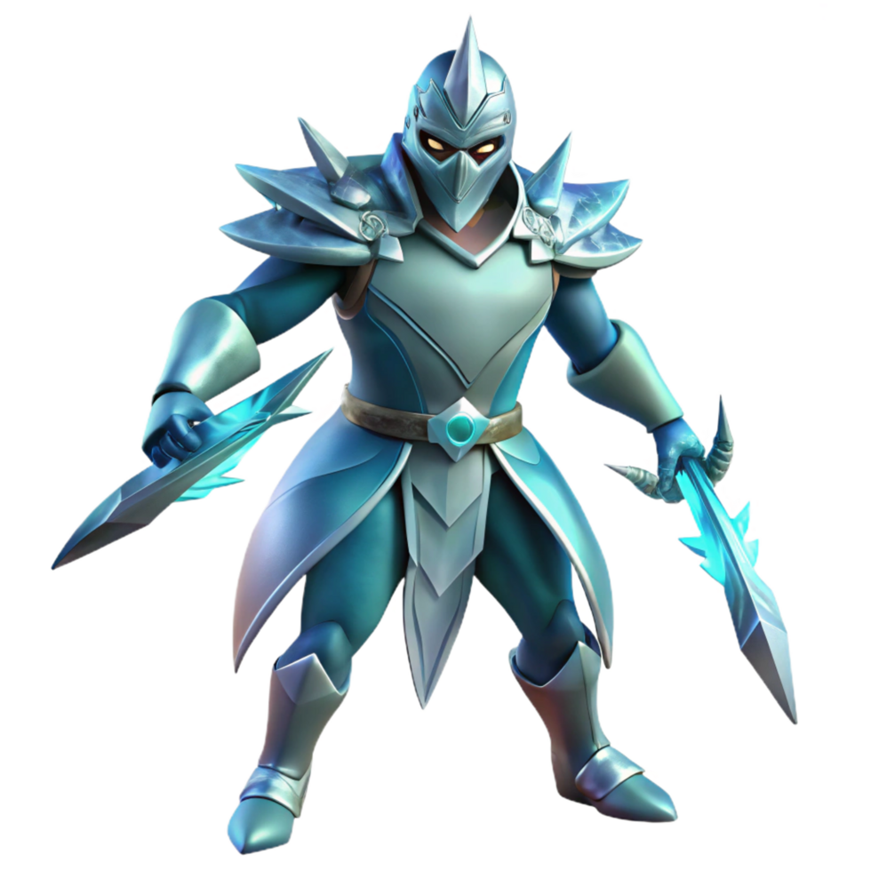 vibrant artistic Icy Knight 3D Render authentic png