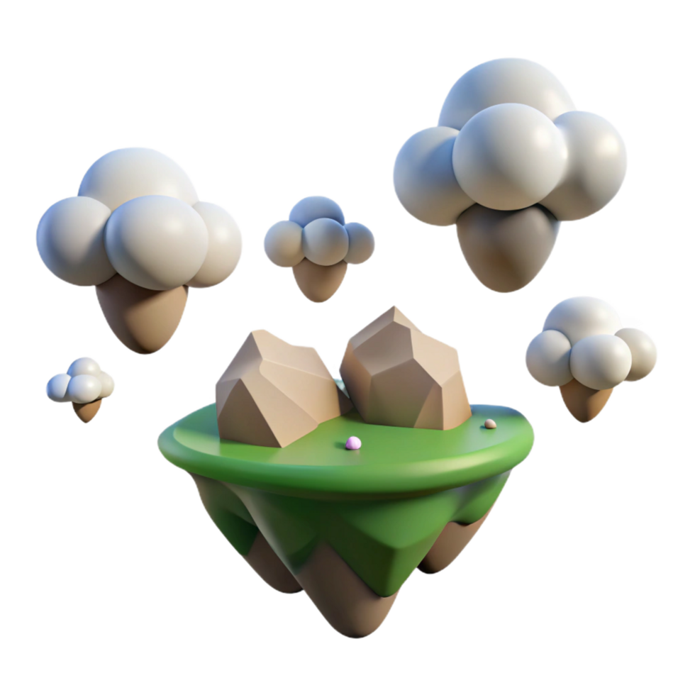 impressive classic Floating Island 3D Render professional png