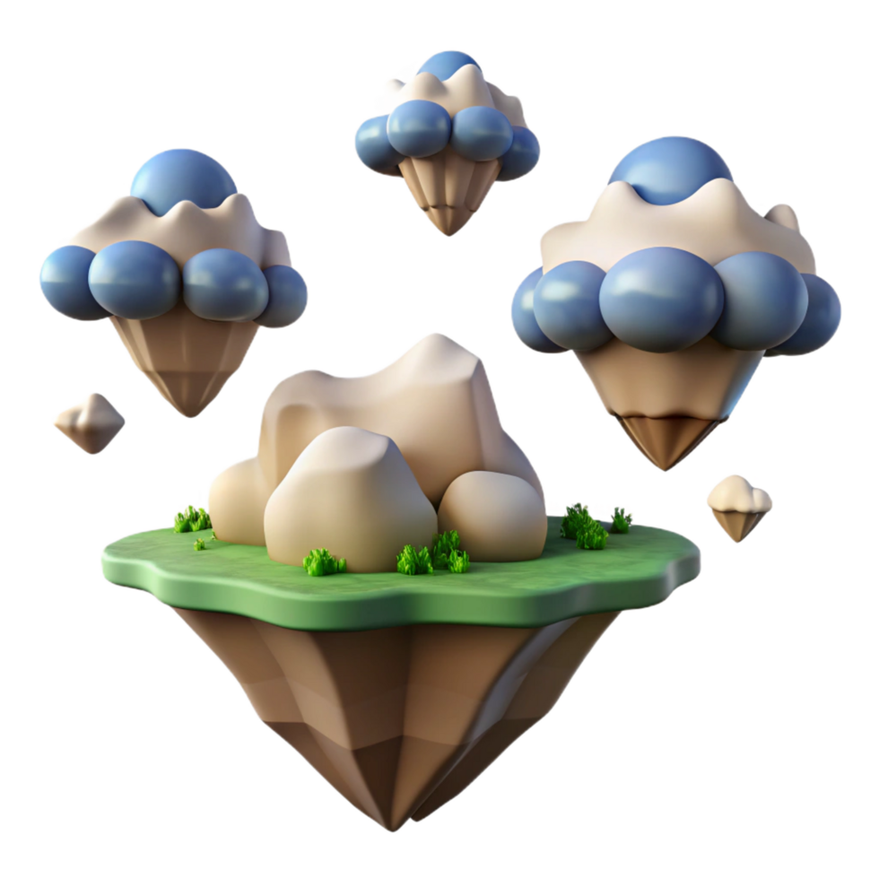 extraordinary classic Floating Island 3D Render high quality png