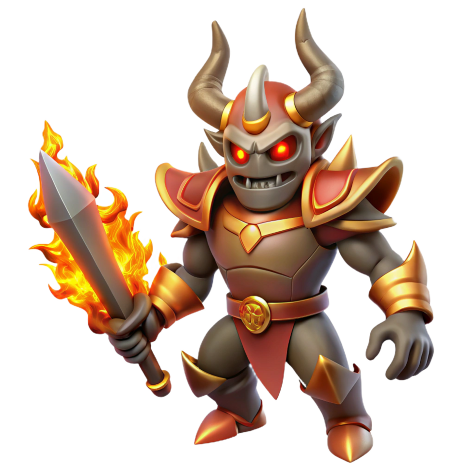 wonderful contemporary Fiery Demon Knight 3D Render original png