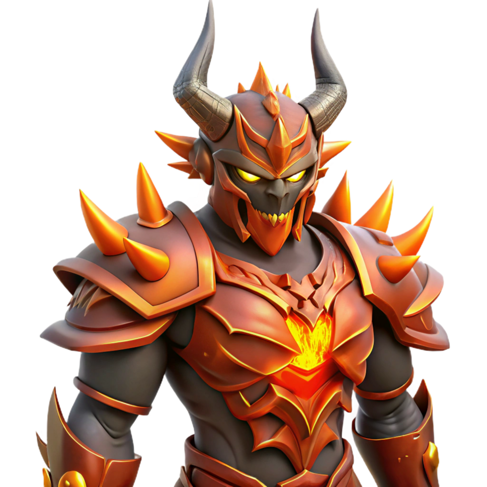 stunning modern Fiery Demon Knight 3D Render original png