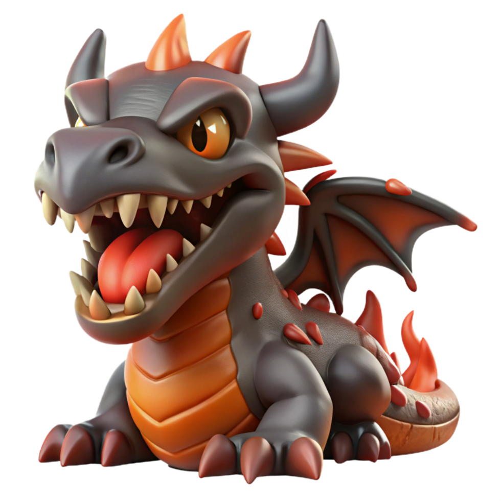 dramatic classic Cute Baby Dragon 3D Render detailed png