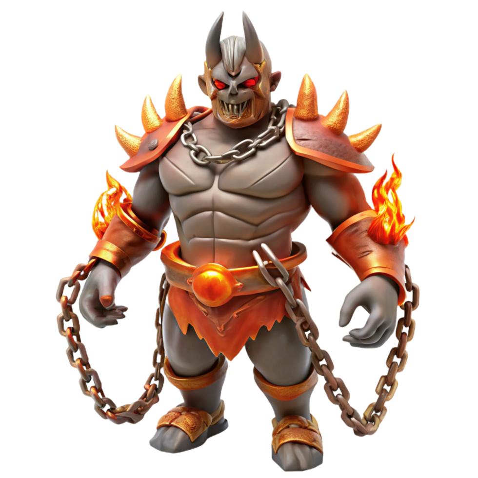 elegant traditional Fiery Demon 3D Render original png