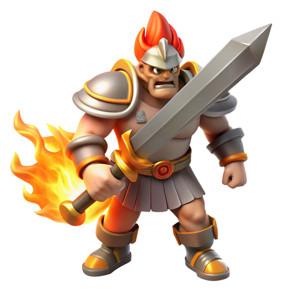 stunning vintage Fiery Gladiator 3D Render exclusive png