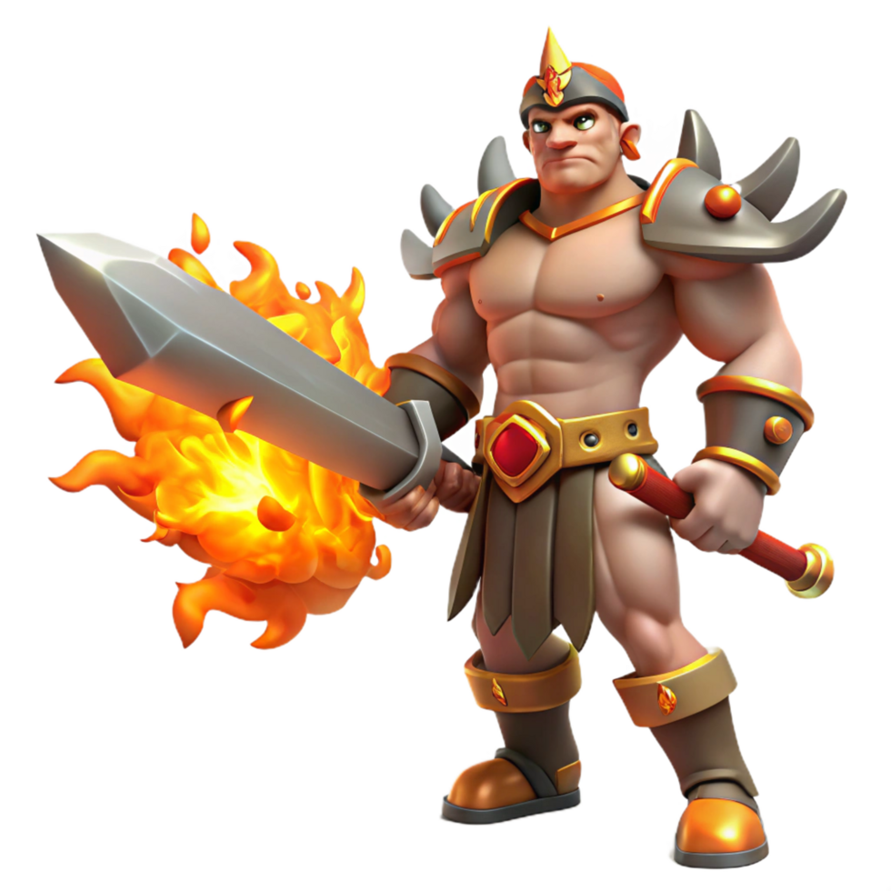 extraordinary modern Fiery Warrior 3D Illustration authentic png
