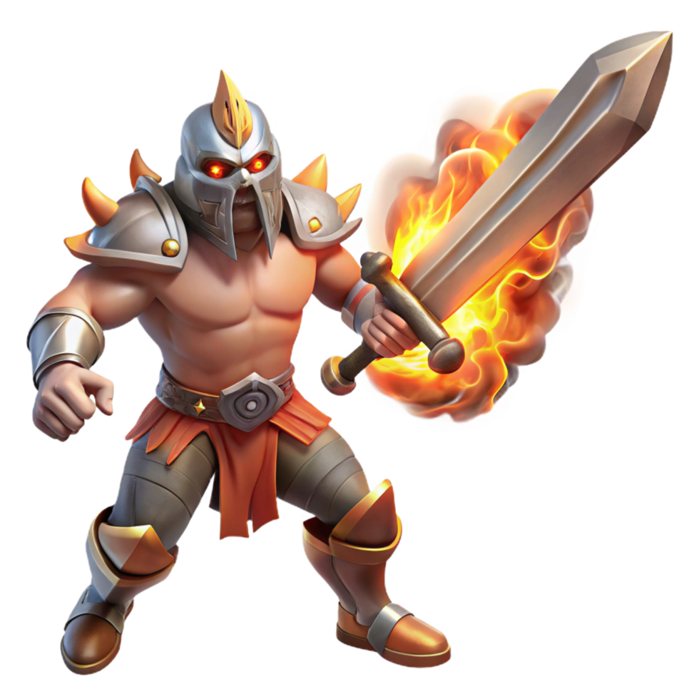 impressive classic Fiery Gladiator 3D Render exclusive png