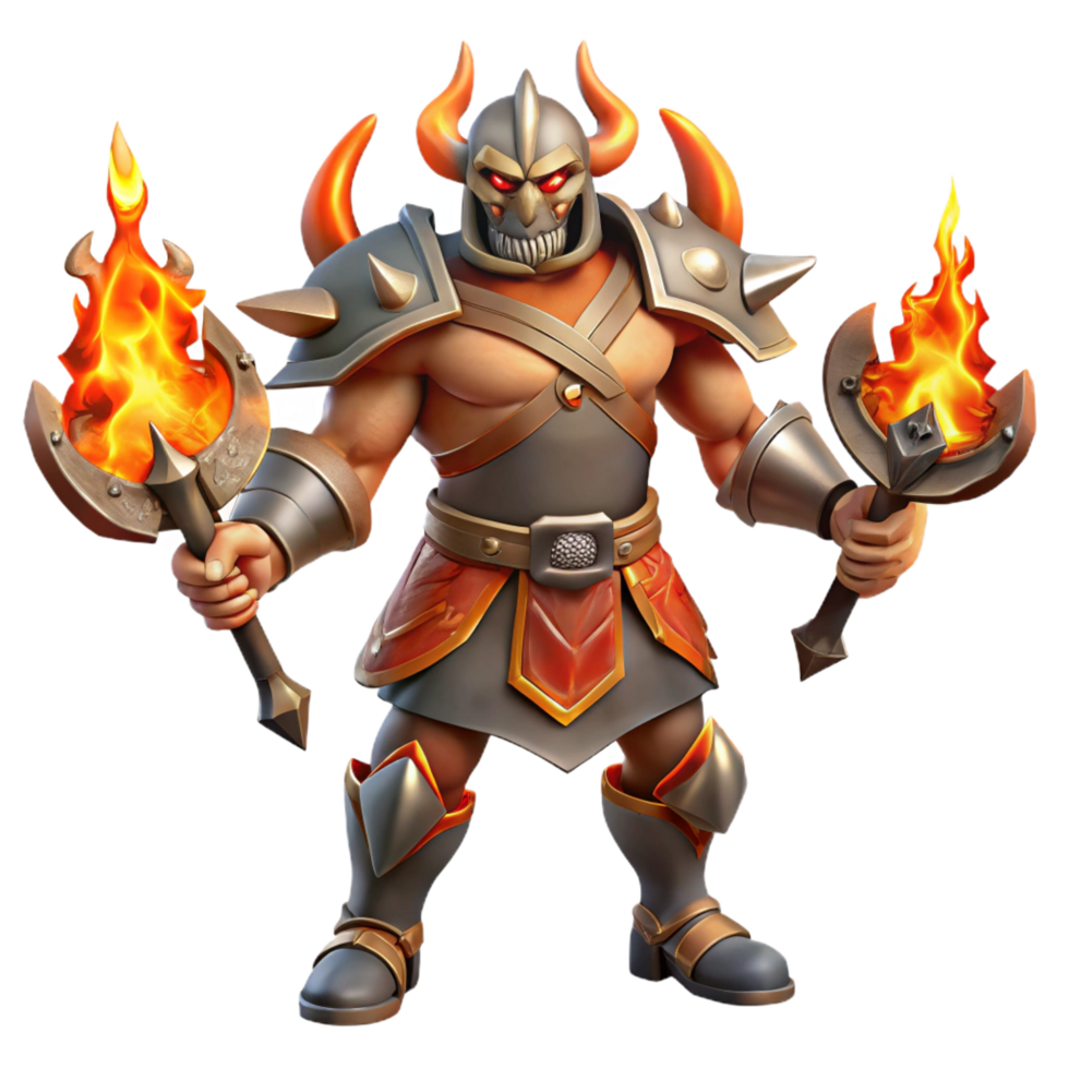 serene rustic Fiery Warrior 3D Illustration genuine png