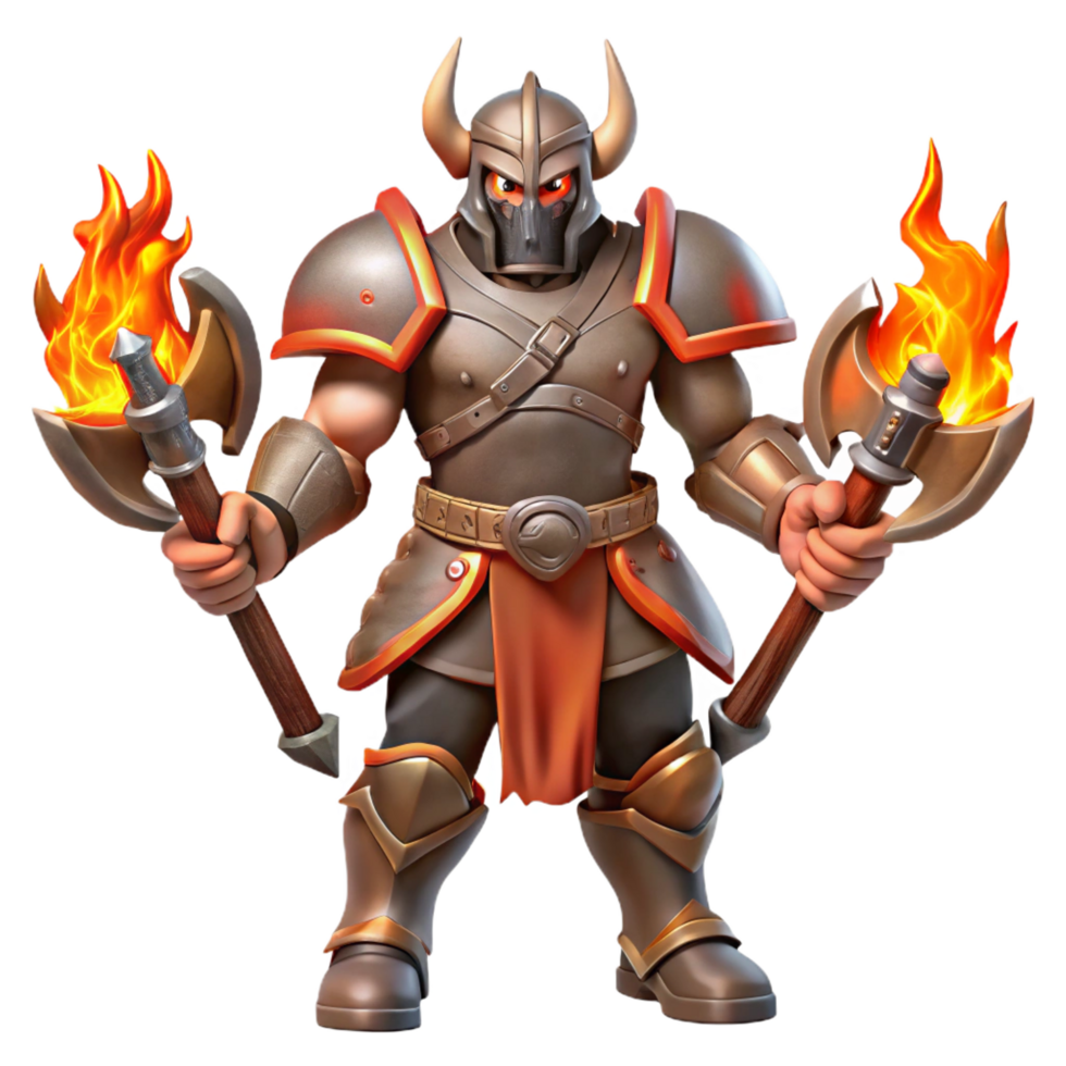 serene artistic Fiery Warrior 3D Illustration original png