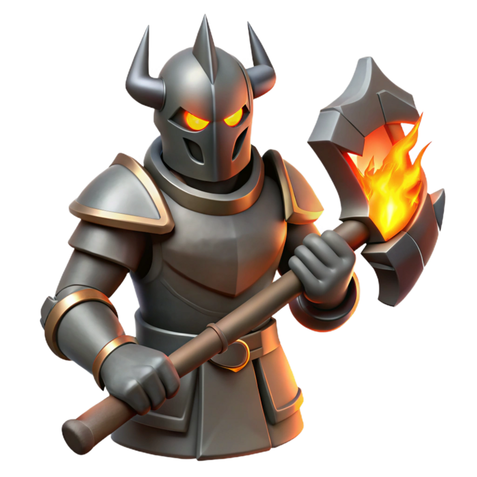 dramatic abstract Fiery Knight 3D Render premium png