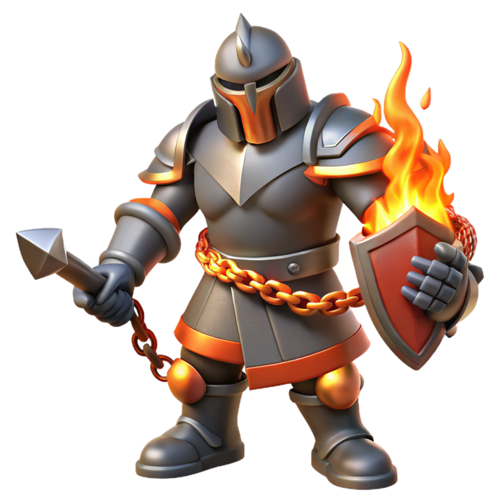 extraordinary classic Fiery Knight 3D Illustration premium png