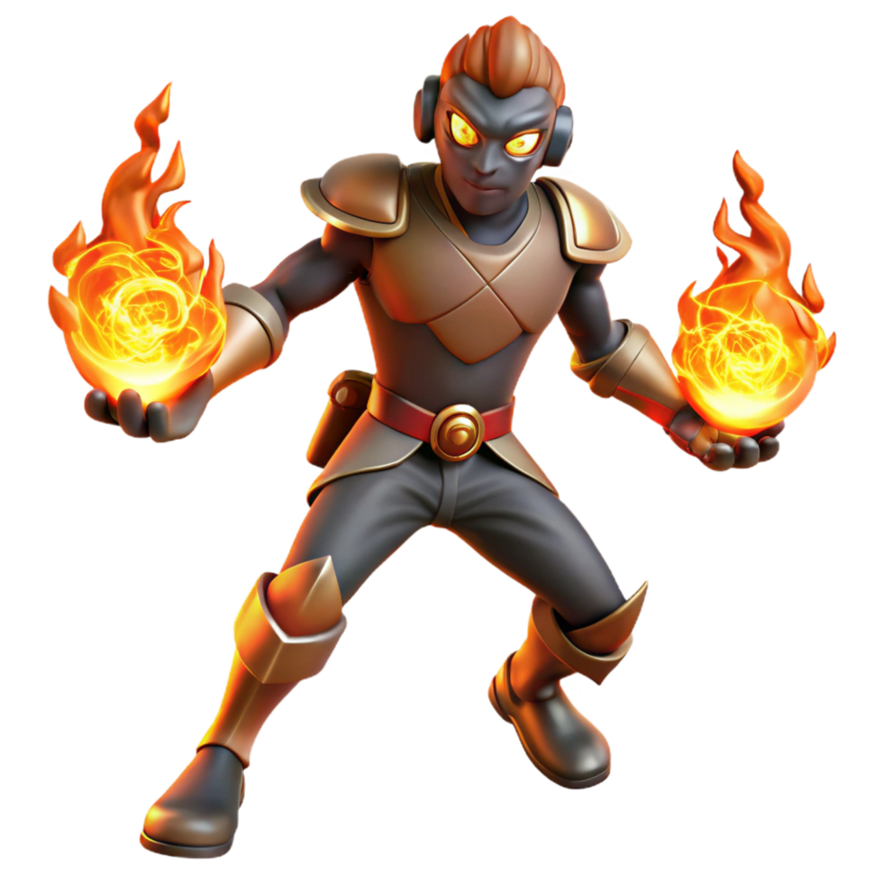 elegant abstract Fantasy Fire Mage 3D Render high quality png