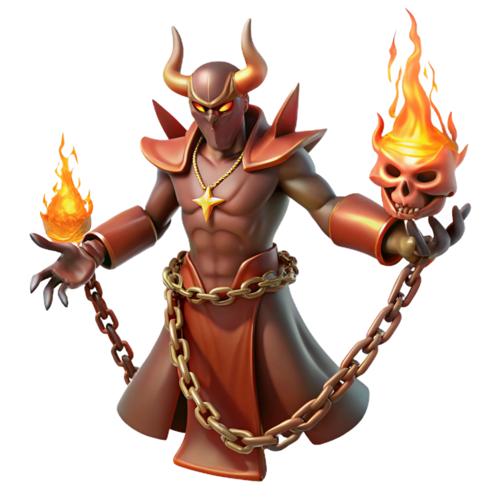 impressive modern Fiery Demon 3D Render professional png