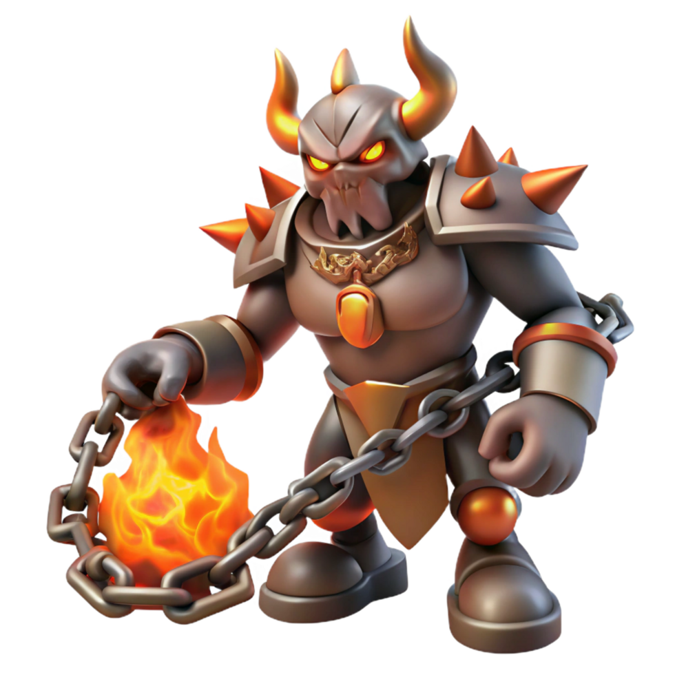 vibrant minimalist Fiery Demon 3D Render authentic png