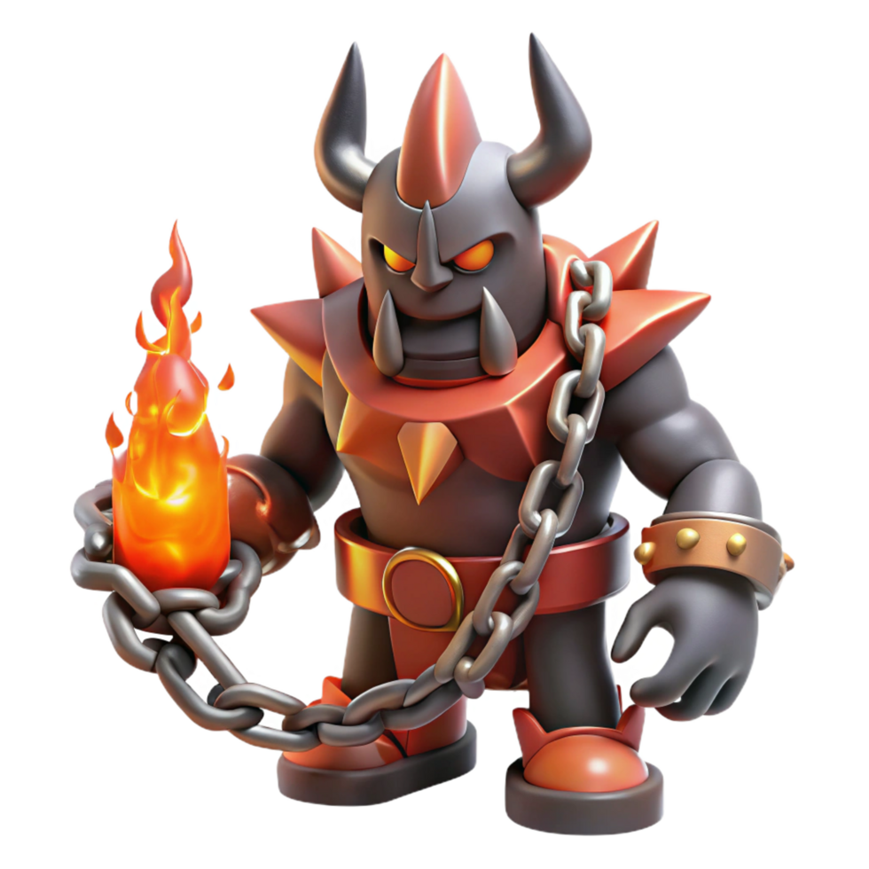 serene vintage Fiery Demon 3D Render original png