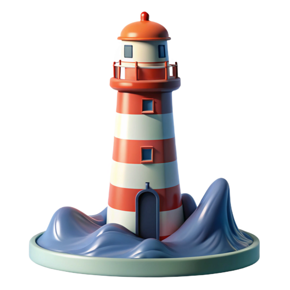 stunning rustic Cartoon Lighthouse 3D Render 4K png