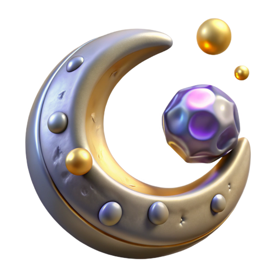 extraordinary rustic Crescent Moon 3D Render authentic png