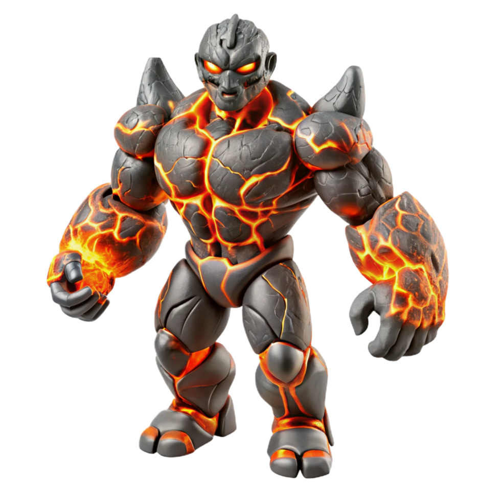 elegant classic Lava Golem 3D Render professional png