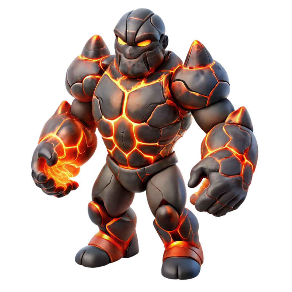 wonderful rustic Lava Golem 3D Render original png