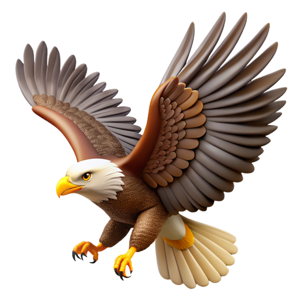 extraordinary rustic Majestic Bald Eagle 3D Illustration detailed png
