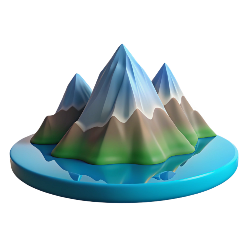 elegant minimalist 3D Stylized Mountain Range Illustration professional png