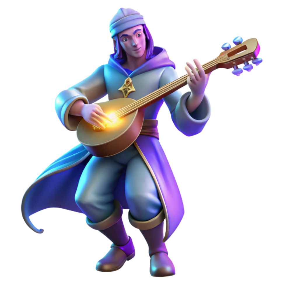magnificent vintage 3D Render Fantasy Musician original png