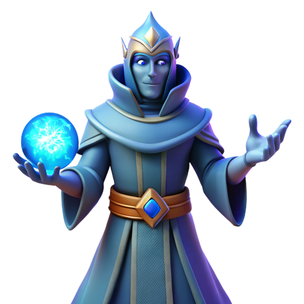extraordinary modern Fantasy Wizard 3D Render premium png
